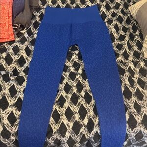 Lele Sadoughi Vibrant Blue leopard Patterned  Leggings